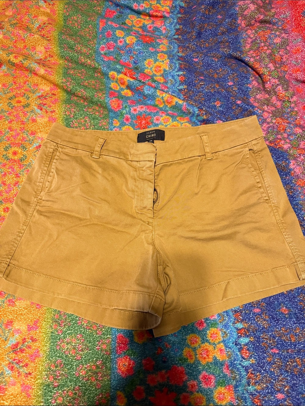J Crew Chino Shorts Size 10 dark khaki Zipper Broken see description
